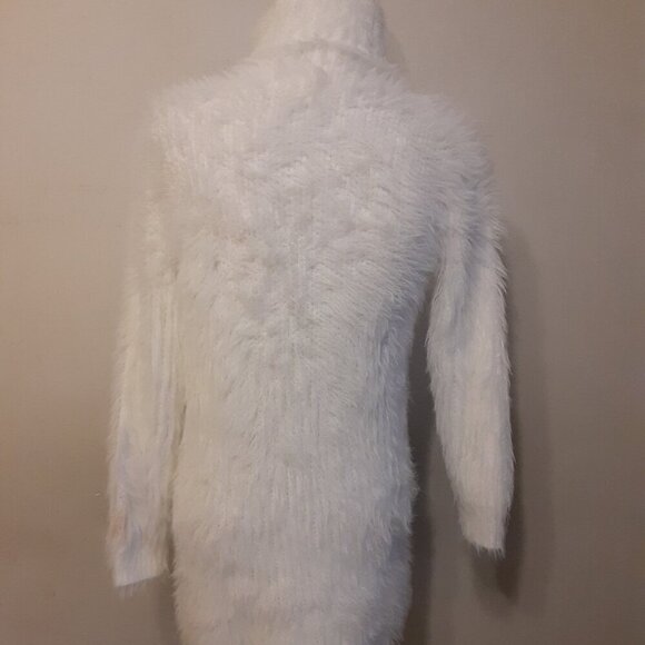 Shein (M) White Fluffy & Soft Sweater Turtleneck Sweater Dress - Picture 4 of 4